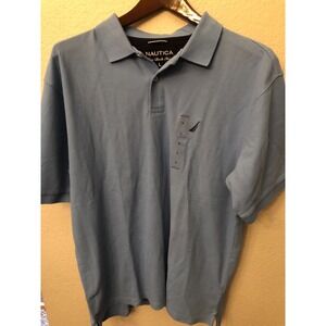 Nautica True Deck Blue Short Sleeve Polo Shirt Cotton Logo NWT $39 Size Large